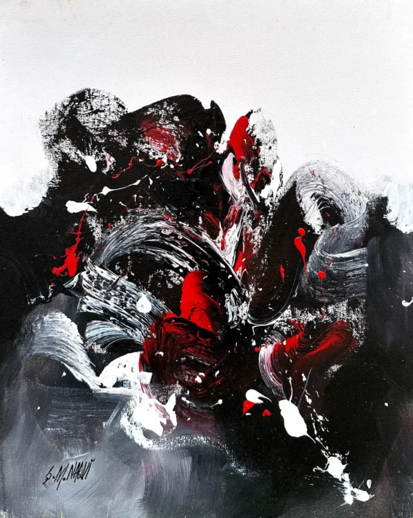 S. M. Naqvi  | Title: Emerald Echoes  | Medium: Acrylic on Canvas  | Size: 16×20 inches