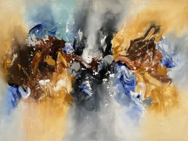 S. M. Naqvi| Title: Resonance in Motion| Medium: Acrylic on Canvas| Size: 36×48 inches